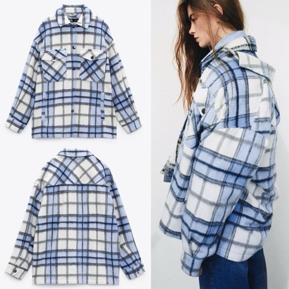 Zara Blue Plaid Shacket